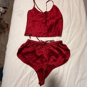 Luxurious Red Silk Pajama Set
